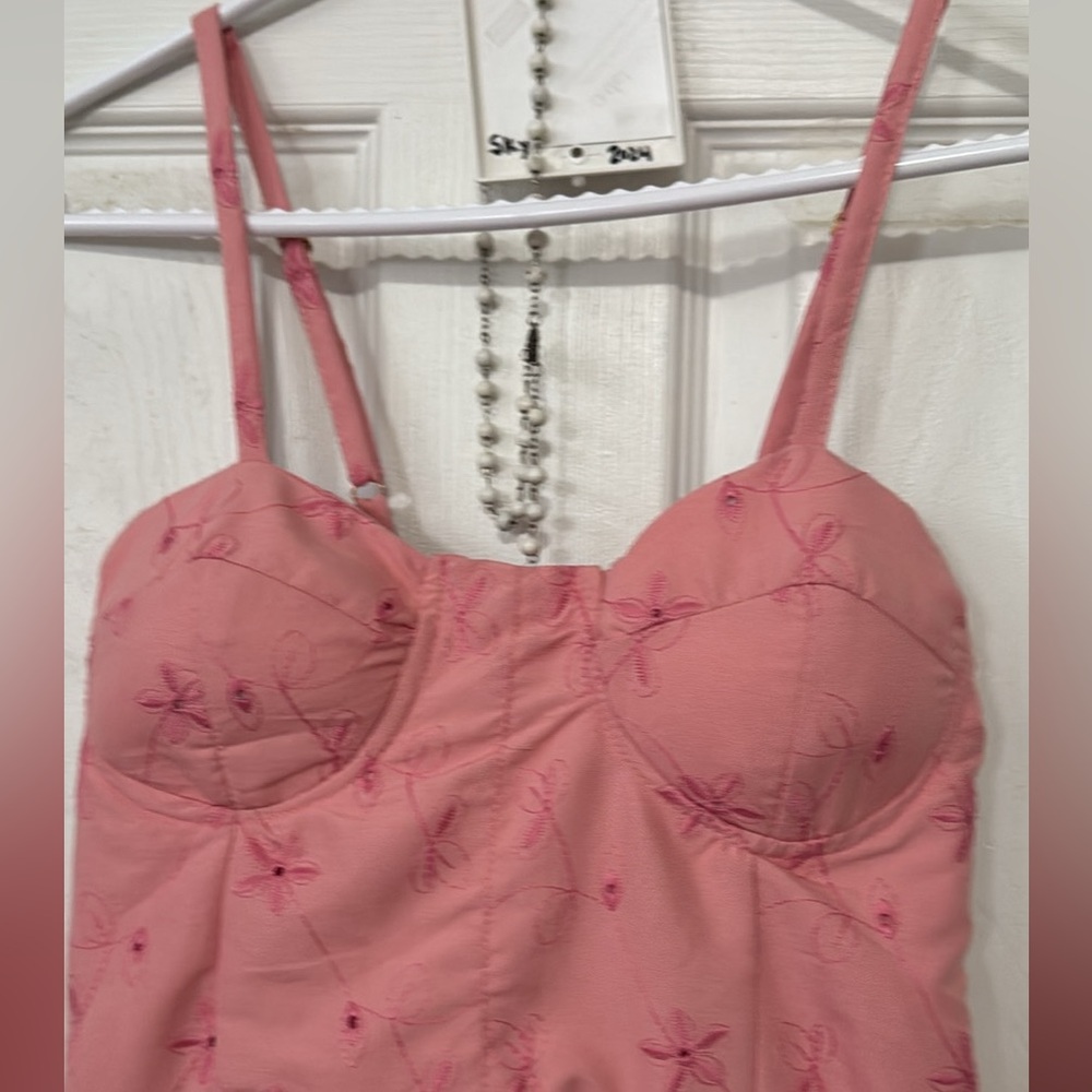 Pink Floral Embroidered Dress